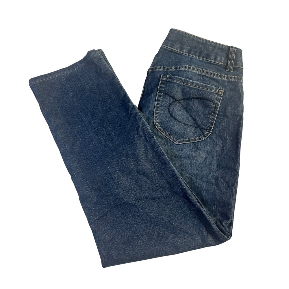 Chicos Platinum Denim Ultimate Fit Slim Leg Jeans Dark Wash Size 1.5 Short 32x26